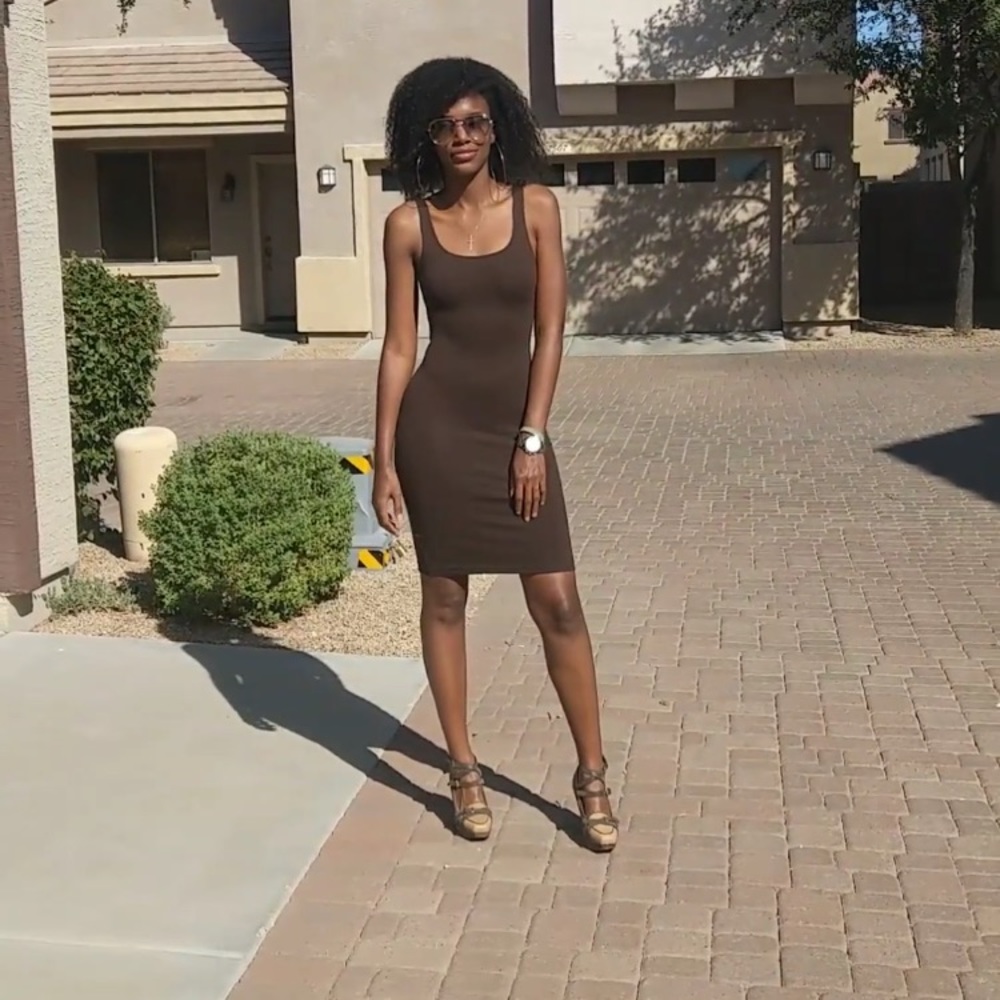 Brown chunky heel